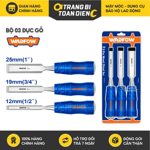 Bộ 3 đục gỗ Wadfow WWC2203 rộng 12mm 19mm 25mm dài 105mm dùng để đục điêu khắc gỗ dụng cụ cầm tay