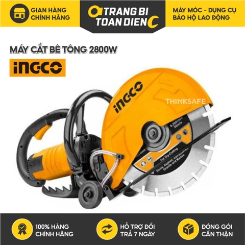 Máy cắt bê tông INGCO PC3558 2800W, Lý tưởng cho cắt bê tông, đá, gạch, Tiện ích với bánh xe - Trang bị toàn diện