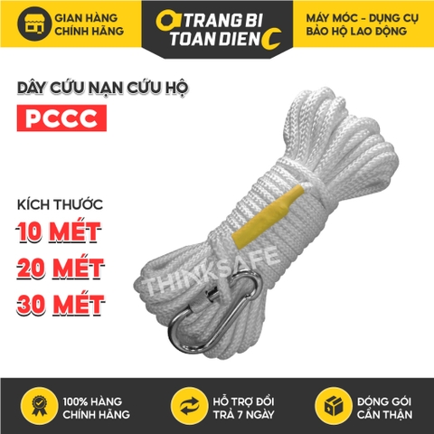 Dây cứu nạn cứu hộ lõi thép dùng trong PCCC và cứu hộ cứu nạn, Dài 10m - 30m có móc khoá tiện ích - Trang bị toàn diện