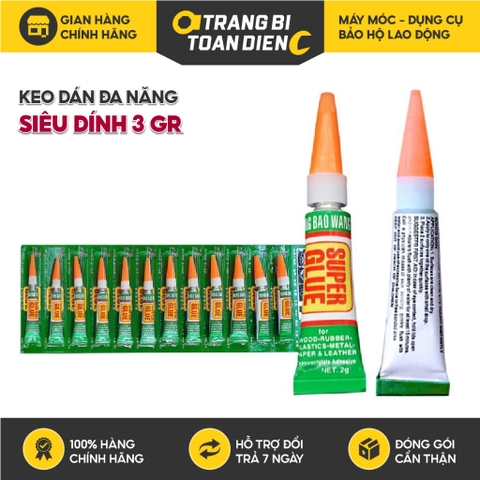 Keo dán đa năng Super Glue siêu dính 3g dạng gel khô nhanh, dán giày dép thuỷ tinh, thủ công mỹ nghệ- Trang bị toàn diện
