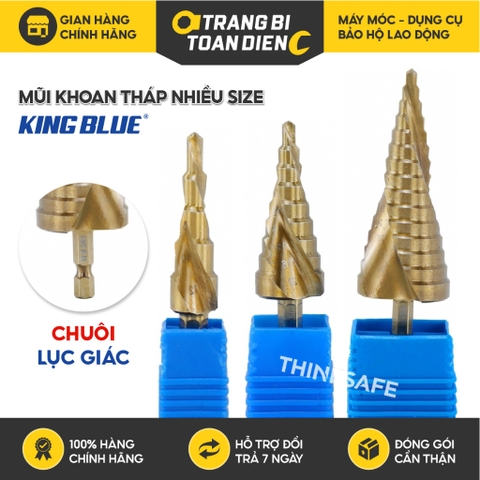 Mũi khoan tháp chuôi lục giác KingBlue M2 KBT-04*12/ KBT-04*20/ KBT-04*32 kích thước 4-32mm, mũi khoan bước đa năng
