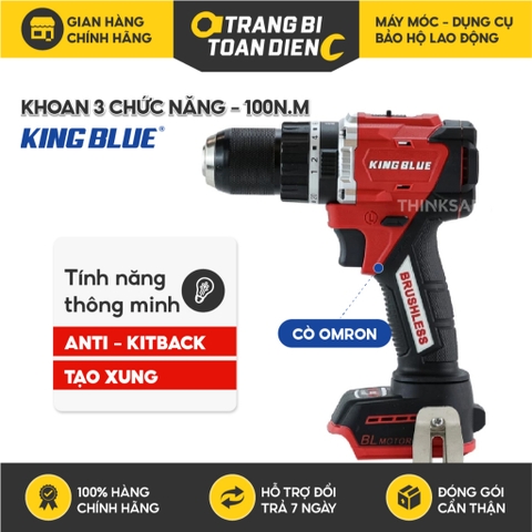 Máy khoan pin 3 chức năng 18V Kingblue KM18QD lực siết 100nm đầu kẹp 16mm, chân pin phổ thông, chưa kèm pin sạc