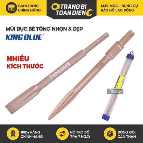 Mũi đục bê tông KingBlue KBVD/ KBVN đầu dẹp và đầu nhọn kích thước 14 -17mm, dài 250 - 280mm, chất liệu thép cao cấp