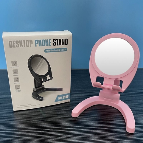 giá đỡ điện thoại chân chũ U kèm gương nhiều màu