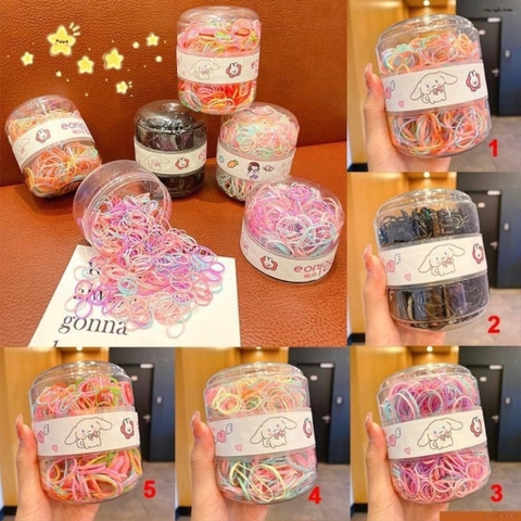 hộp dây thun cột tóc nhiều màu cho bé hộp khoản 500 600 dây