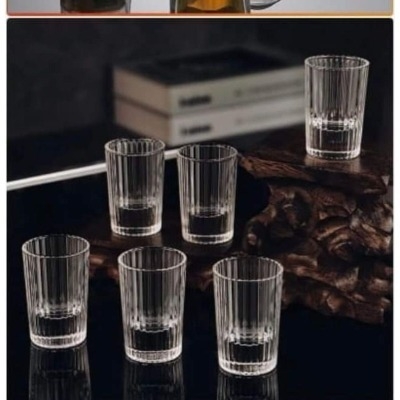 ( 6 LY RƯỢU 5024 ) set 6 ly uống rượu thủy tinh có vân sọc 20ml sang trọng tinh tế
