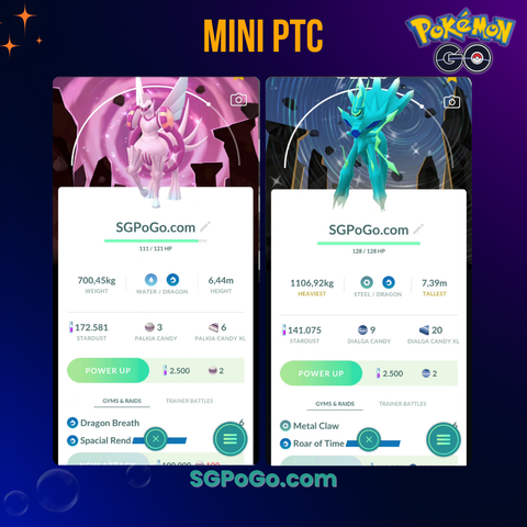 Pokémon PTC Go - Shiny Dialga - Palkia Origin - Go Tour 2026 ✨Special Background✨
