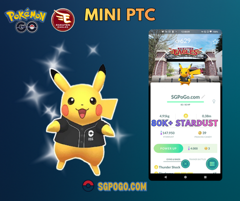 Pokémon PTC GO - Shiny Pikachu Baseball - Tohoku Rakuten Golden Eagles ✨Special Background✨