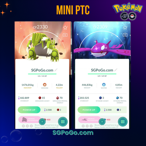 Pokémon PTC Go - Shiny Groudon - Kyogre - Go Tour 2026 ✨Special Background✨