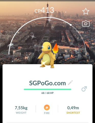 Pokemon🌟Shiny Charmander Background Paris Eiffel (Sunset)