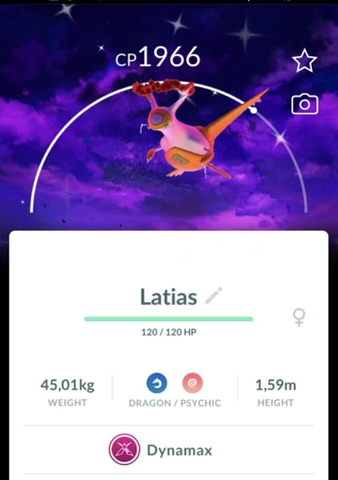 Shiny Dynamax Latias with Dark Skies background