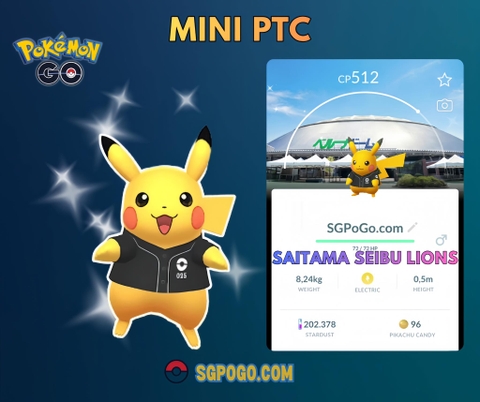 Pokémon PTC GO - Shiny Pikachu Baseball - Saitama Seibu Lions ✨Special Background✨
