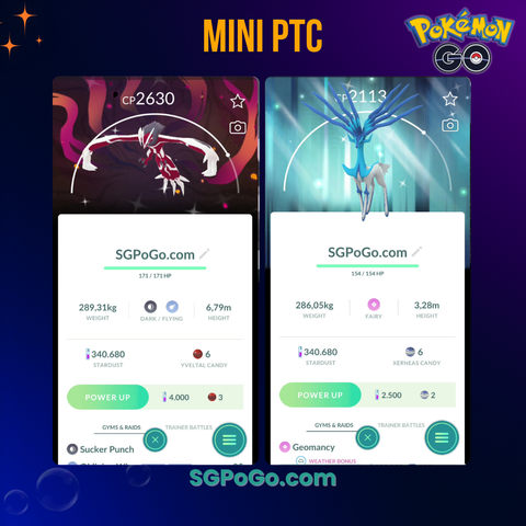 Pokémon PTC Go - Shiny Yveltal - Palkia Xerneas - Go Tour 2026 ✨Special Background✨