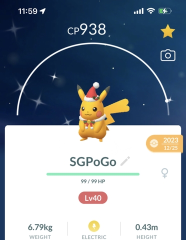Shiny costume Pikachu (Winter Carnival Outfit)