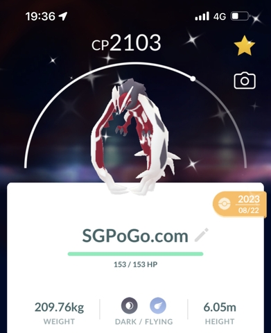 Shiny Yveltal level 50 + 3 moves