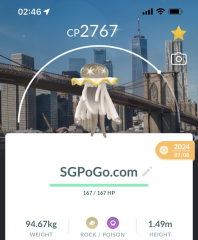Shiny Nihilego with New York background (Go Fest 2024)