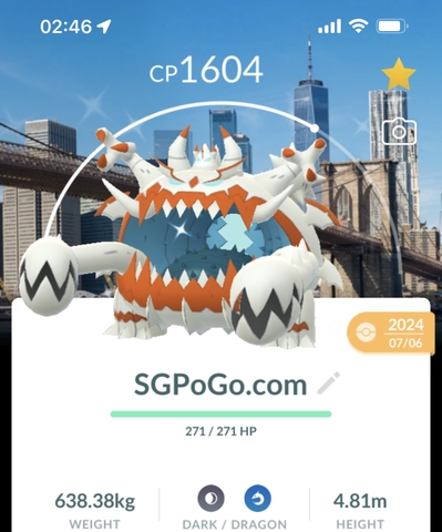 Shiny Guzzlord with New York background (Go Fest 2024)