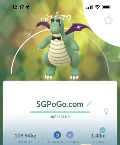 Shiny Dragonite wearing a fashionable costume - P T C - Description