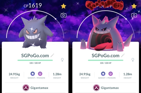 Shiny Gigantamax Gengar Amped with Dark SKies background