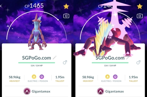 Shiny Gigantamax Toxtricity Lowkeywith Dark Skies background