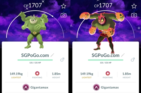 Shiny Gigantamax Machamp Amped with Dark SKies background