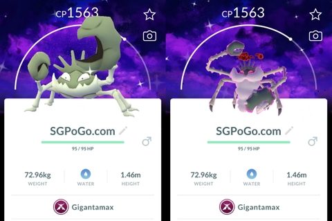 Shiny Gigantamax Kingler Amped with Dark SKies background