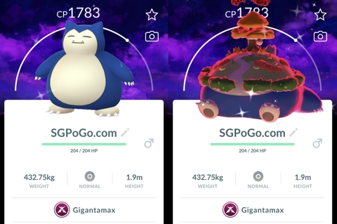 Shiny Gigantamax Snorlax Amped with Dark SKies background