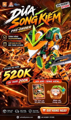[HÀNG ĐẶT TRƯỚC] MÔ HÌNH LẮP RÁP YILICHUANGWAN FR-M01 SƯ PHỤ DỪA - DỪA SONG KIẾM ROBOT TRÁI CÂY