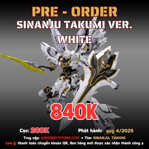 [HÀNG ĐẶT TRƯỚC] MÔ HÌNH LẮP RÁP MG 1/100 SINANJU TAKUMI VER. WHITE - TECHNOLORY