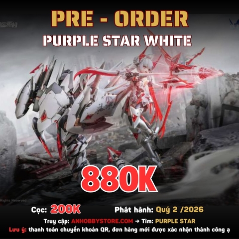 [HÀNG ĐẶT TRƯỚC] MÔ HÌNH LẮP RÁP PURPLE STAR WHITE 1/12 (ĐỢT 1 TẶNG 6 LƯỠI ĐAO MÀU VIÊM LÊ)