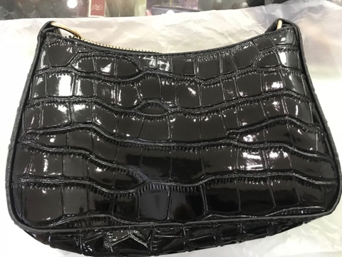 Túi da rắn đen bóng bé