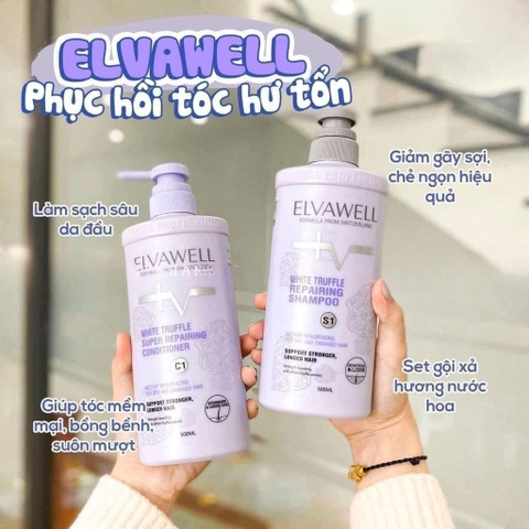 Cặp dầu gội - xả Elvawell #tím 500ml
