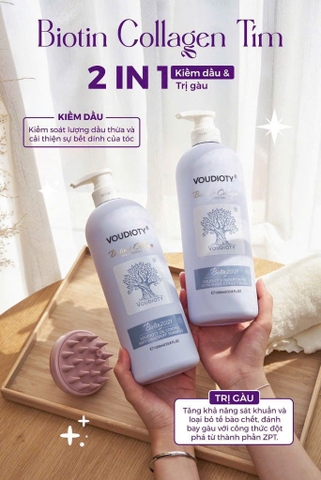 Cặp gội xả Voudioty Biotin&Collagen tím 1L