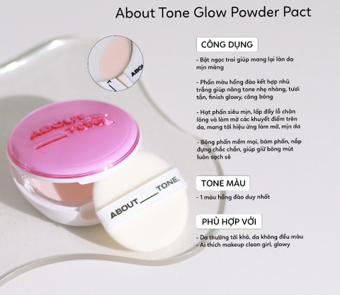 Phấn phủ About Tone #Glow (hồng)