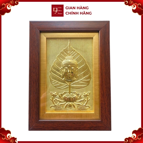 Tranh Đồng Lá Bồ Đề Tượng Phật A-Di-Đà ( 15x20cm ) - Cửu Diệu Thiên - BD007