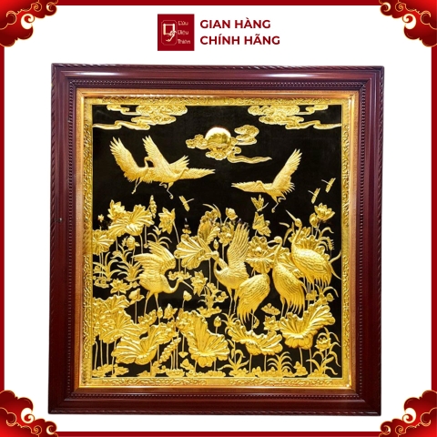 Tranh Sen Hạc - Đồ Đồng Cao Cấp - Cửu Diệu Thiên - THN406