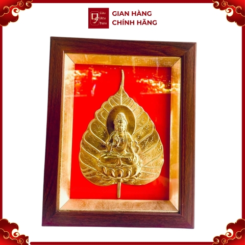 Tranh Đồng Lá Bồ Đề , Dát Vàng ( 20x25cm ) - Cửu Diệu Thiên - BĐ003