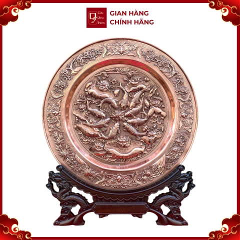 Tranh Đĩa Đồng Cửu Ngư Quần Hội ( 35x41cm ) - Cửu Diệu Thiên - TD017
