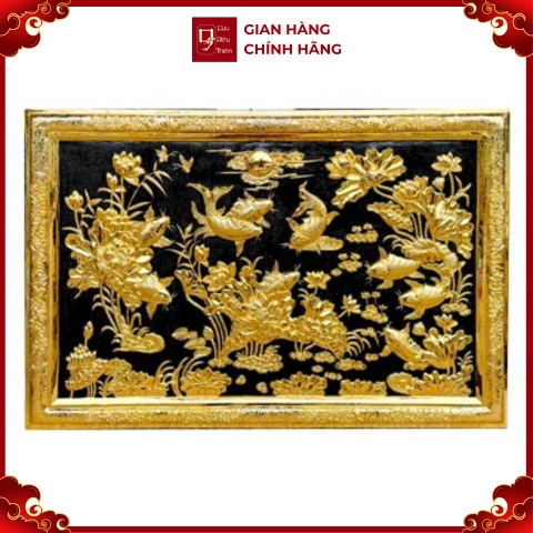 Tranh Cá Chép Hoa Sen - Đồ Đồng Cao Cấp - Cửu Diệu Thiên - THN376