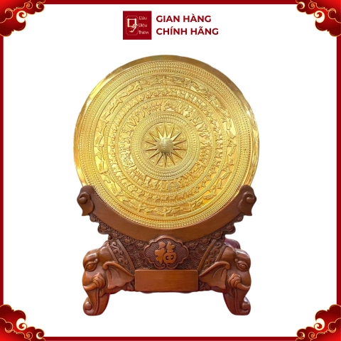 Tranh Đĩa Mặt Trống Đồng , Mạ Vàng 24k ( Đường Kính 30cm , Cao 42cm ) - Cửu Diệu Thiên - DT012