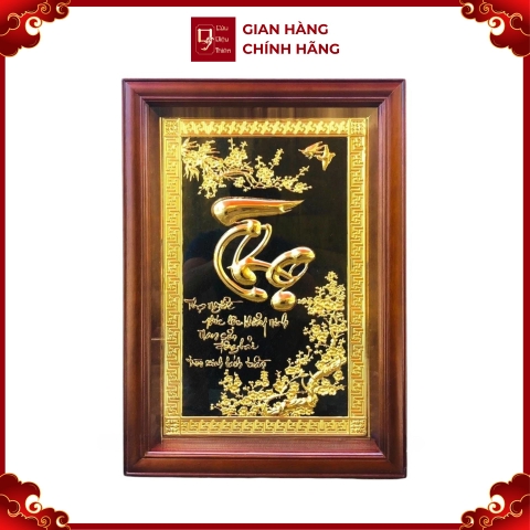 Tranh Đồng Chữ Thọ , Mạ Vàng 24K ( 38x54cm ) - Cửu Diệu Thiên - THN194