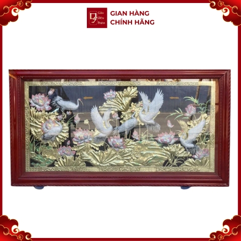 Tranh Sen Hạc - Đồ Đồng Cao Cấp - Cửu Diệu Thiên - THN411