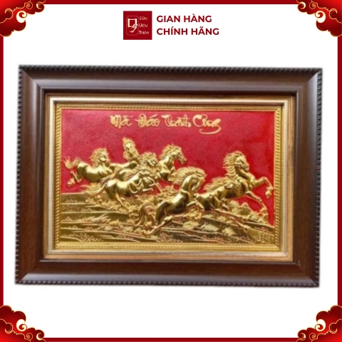 Tranh Đồng Mã Đáo Thành Công , Dát Vàng ( 25x35cm ) - Cửu Diệu Thiên - MD007