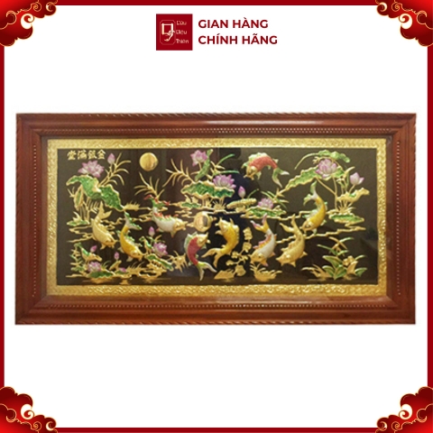 Tranh Cá Chép Hoa Sen - Đồ Đồng Cao Cấp - Cửu Diệu Thiên - THN381