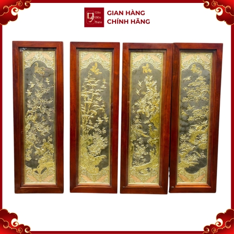 Tranh Đồng Tứ Quý - Đồng Vàng ( 41x127cm ) - Cửu Diệu Thiên - TQ012