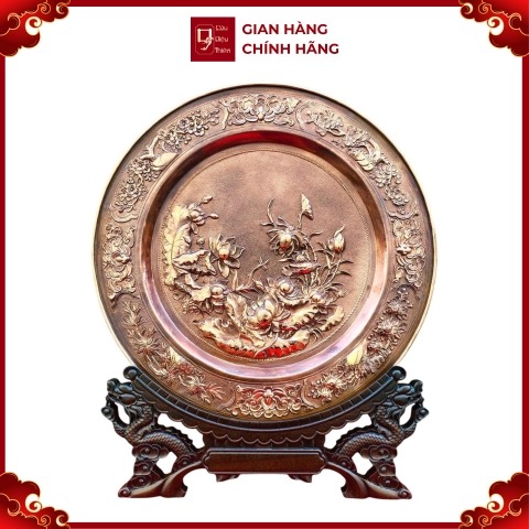 Tranh Đĩa Đồng Hoa Sen ( 35x41cm ) - Cửu Diệu Thiên - TD011