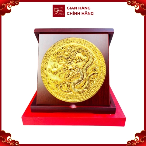 Tranh Đồng Rồng Phú Quy, Mạ Vàng 24K ( Đường Kính 23cm ) - Cửu Diệu Thiên - RV006