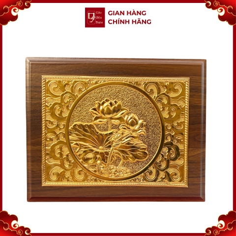 Tranh Đồng Hoa Sen , Dát Vàng ( 20x25cm ) - Cửu Diệu Thiên - SH034