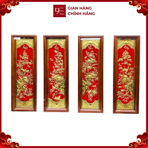 Tranh Đồng Tứ Quý , Mạ Vàng 24K ( 51x1m55 ) - Cửu Diệu Thiên - TQ017