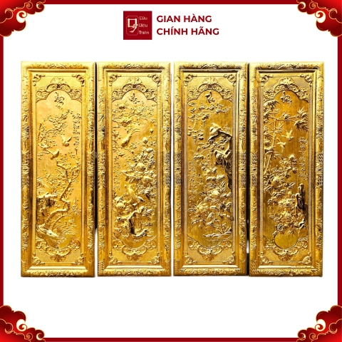 Tranh Đồng Tứ Quý , Mạ Vàng 24K ( 61x1m76 ) - Cửu Diệu Thiên - TQ020